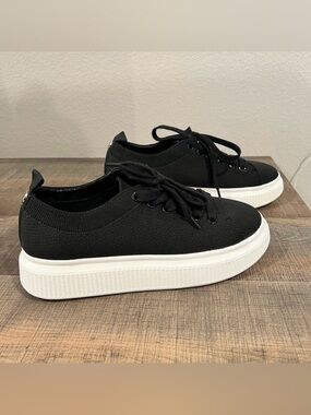 BP Black Knit Platform Sneakers Women’s Size 7 Lace Up Casual Shoes Nordstrom